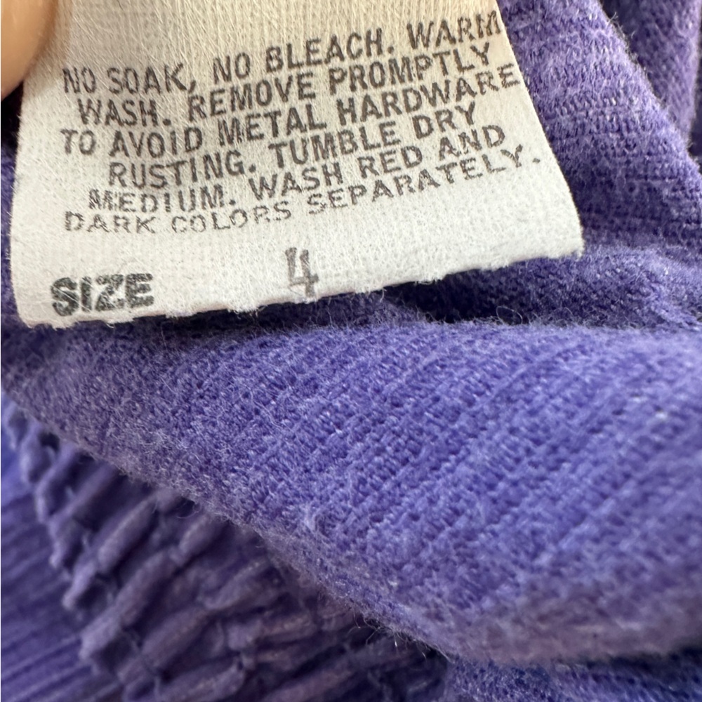 VTG OshKosh B’Gosh Girls Skirtall Purple Corduroy Overalls Toddler 4 Made in USA - Picture 4 of 8